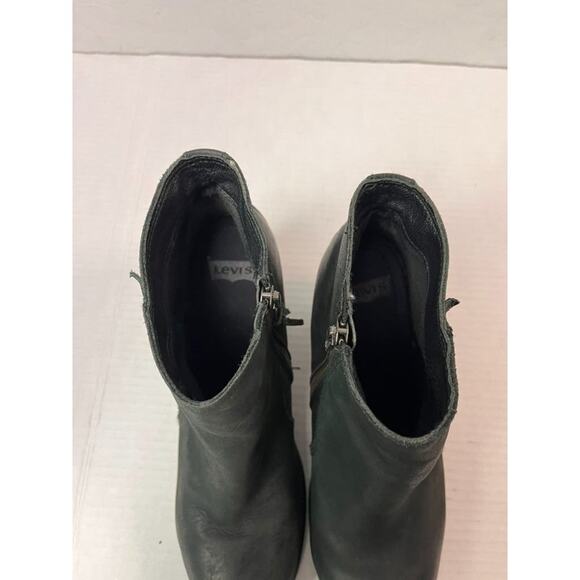 Levi's Boots Women's Size 9 Black Leather Ankle Zip Up Block Heeled Boho - Picture 9 of 12